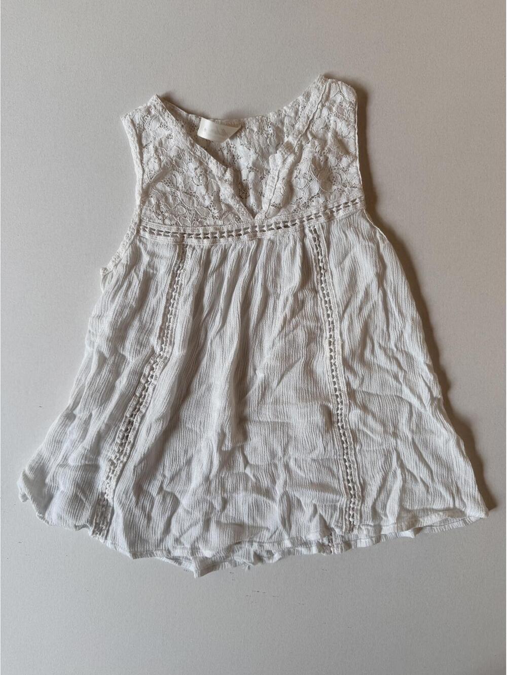 Mahina White Lace and Rayon Women's Blouse, Size M